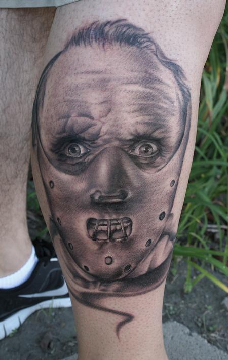 Ryan Mullins - Black and grey realitic Hannibal Lecter tattoo