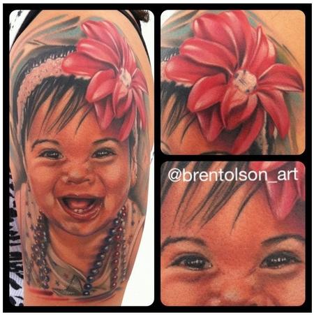 Brent Olson - realistic color portriat tattoo, Brent Olson Art Junkies Tattoo