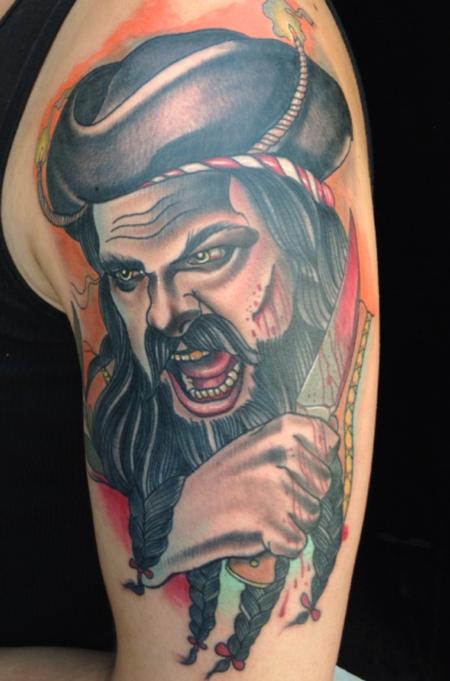 Gary Dunn - Traditional color pirate tattoo, Gary Dunn Art Junkies Tattoo