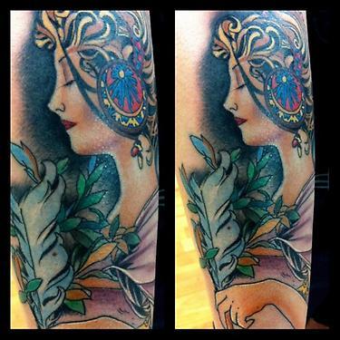 Aric Taylor The Dark Horse - colored traditional portrait tattoo