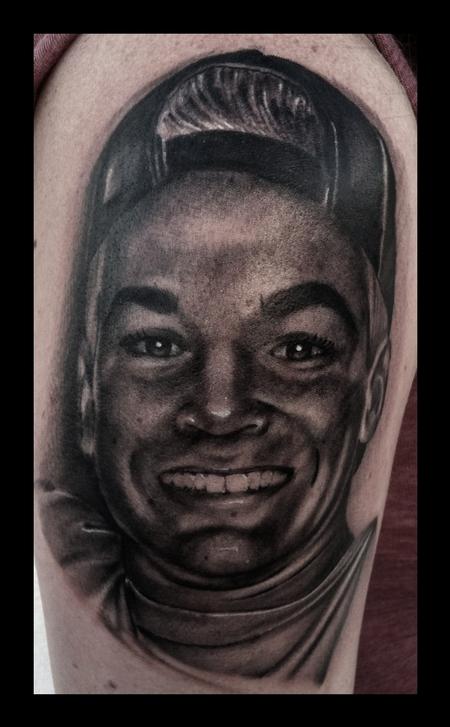 Brent Olson - Brother- Black and grey realistic portrait Brent Olson Art Junkies Tattoo