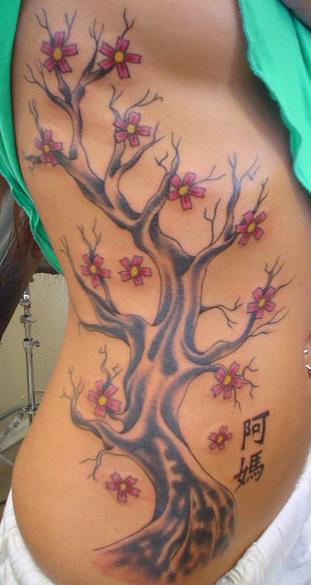 Scott Grosjean - Cherry blossom color traditional tattoo