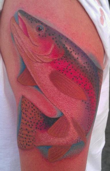 Scott Grosjean - colorful trout fish portrait tattoo