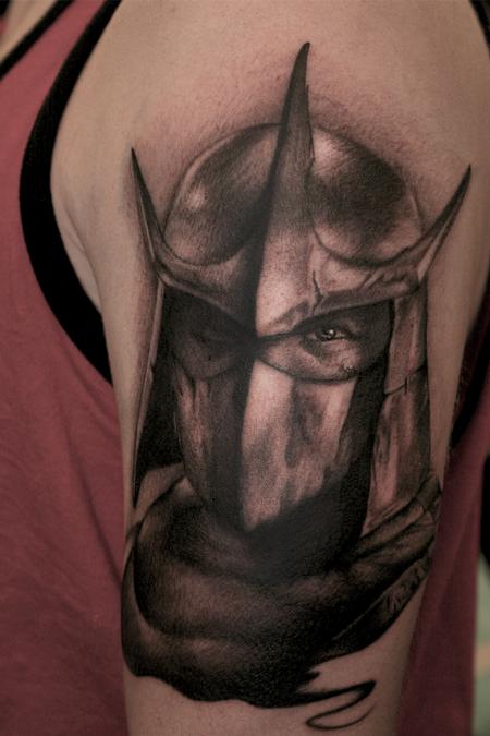Ryan Mullins - Black and Grey Portrait Tattoo of Shredder