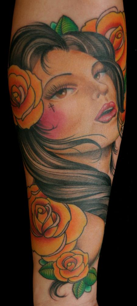 Tim Mcevoy - Girl and Flowers Tattoo