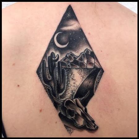 Frichard Adams - Black and Gray traditional desert sense tattoo, Frichard Adams Art Junkies Tattoo 