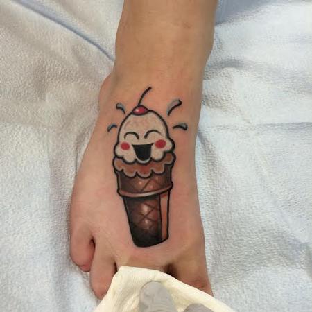 Mike Riedl - traditional color ice cream cone tattoo, Mike Riedl Art Junkies tattoo
