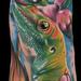 Tattoos - realistic color gecko with flowers tattoo. Brent Olson Art Junkies Tattoo - 93224