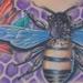 Tattoos - colorful bee chest piece with flowers tattoo - 64265