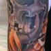 realistic color skull with roses and moth tattoo, Art Junkies Tattoo, Tim McEvoy Tattoo Thumbnail