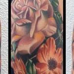 Realistic color flower sleeve tattoo, Brent Olson Art Junkies Tattoo Tattoo Thumbnail