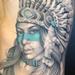 Black and Gray realistic native american girl tattoo,Tim McEvoy Art Junkies Tattoo  Tattoo Thumbnail