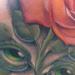 Tattoos - colored realistic rose with eyes as leaves tattoo - 72786