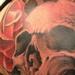 Tattoos - Black and grey skull with red roses tattoo, Tim McEvoy Art Junkies Tattoo - 75735