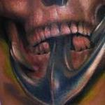 Tattoos - Realistic color skull with anchor tattoo. Ryan Mullins Art Junkies Tattoo - 101964