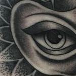 Tattoos - Traditional black and gray apple with eye and sacred geometry tattoo. Mike Riedl  - 107986