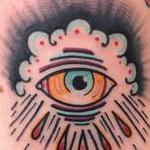 Tattoos - Traditional color eye crying in clouds tattoo, Mike Riedl Art Junkies Tattoo - 104627