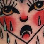 Tattoos - Traditional color sad heart tattoo, Mike Riedl Art Junkies Tattoo - 104756