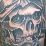 Tattoos - Realistic black and gray pilot skull tattoo. Scott Grosjean Art Junkies Tattoo  - 108722