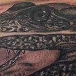 Tattoos - Realistic black and gray alligator tattoo, Scott Grosjean Art Junkies Tattoo - 108757