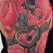Tattoos - Realistic color roses with cross tattoo, Brent Olson Art Junkies Tattoo - 91959