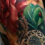 Tattoos - Realistic roses with locket and lady bug color tattoo, Brent Olson Art Junkies Tattoo - 101951