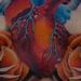 colorful realistic roses with a heart tattoo Tattoo Thumbnail