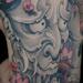 black and grey hannya mask with cherry blossoms tattoo, Tim McEvoy Art Junkies tattoo  Tattoo Thumbnail