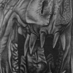 Tattoos - Realistic black and gray evil pig cover up tattoo, Scott Grosjean Art Junkies Tattoo  - 108431