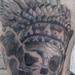 Tattoos - Black and Grey Indian chief skull - 84221