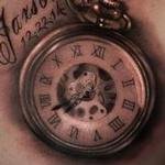 Tattoos - Black and grey pocket watch - 100203
