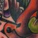 Tattoos - colorful traditional swallow foot tattoo - 63556