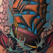 Tattoos - Colored traditional clipper ship with anchor tattoo Mike Riedl Art Junkies Tattoo - 72915