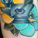 Tattoos - colored roses with eye tattoo. Mike Riedl Art junkies tattoos - 73318