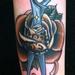 Tattoos - colored rose with leopard print and scissors tattoo, Mike Riedl Art Junkies Tattoo - 74381
