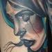 Tattoos - traditional color portrait of girl with dagger tattoo, Gary Dunn Art Junkies tattoos - 75678