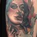 Tattoos - traditional color native girl with dog and gun, Gary Dunn Art Junkies Tattoo - 77165