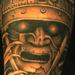 black and gray samurai with color flowers tattoo Tattoo Thumbnail
