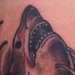Tattoos - Traditional black and gray shark with waves tattoo, Mike Riedl Art Junkies Tattoo - 100321