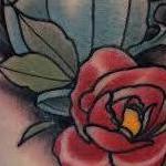 Tattoos - Traditional color tea cup with rose tattoo. Mike Riedl Art Junkies Tattoo.  - 108789