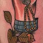 Tattoos - Traditional color hand holding knife tattoo, Gary Dunn Art Junkies Tattoo  - 108511