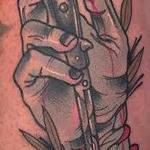 Tattoos - Traditional color hand with switch blade tattoo, Gary Dunn Art Junkies Tattoo  - 108570