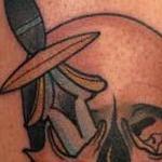 Tattoos - Traditional skull with knife tattoo. Mike Riedl Art Junkies Tattoo - 108826