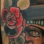 Tattoos - Traditional color gypsy girl with roses tattoo. Mike Riedl Art Junkies Tattoo - 100522