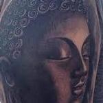 Tattoos - Black and gray buddha tattoo with flower. Scott Grosjean Art Junkies Tattoo - 100588