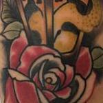 Tattoos - Traditional color lantern with rose tattoo. Mike Riedl Art Junkies Tattoo  - 100801