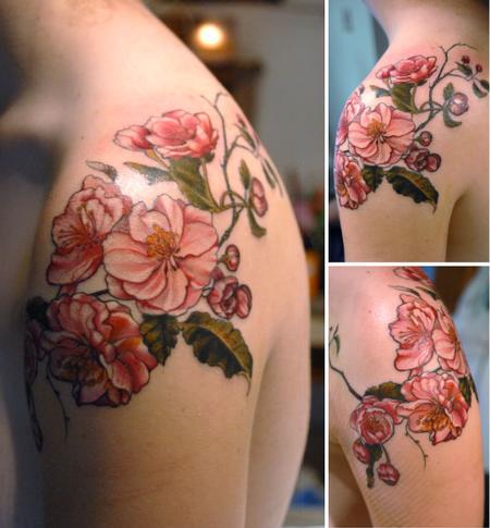 Aubrey Mennella - apple blossom flower tattoo