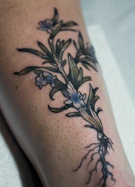 Aubrey Mennella - lavender flower tattoo
