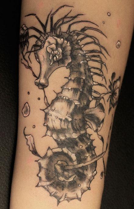 Off the Map Tattoo : Tattoos : Nautical : spikey seahorse