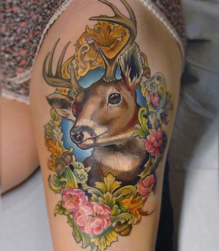 Aubrey Mennella - victorian picture frame deer tattoo